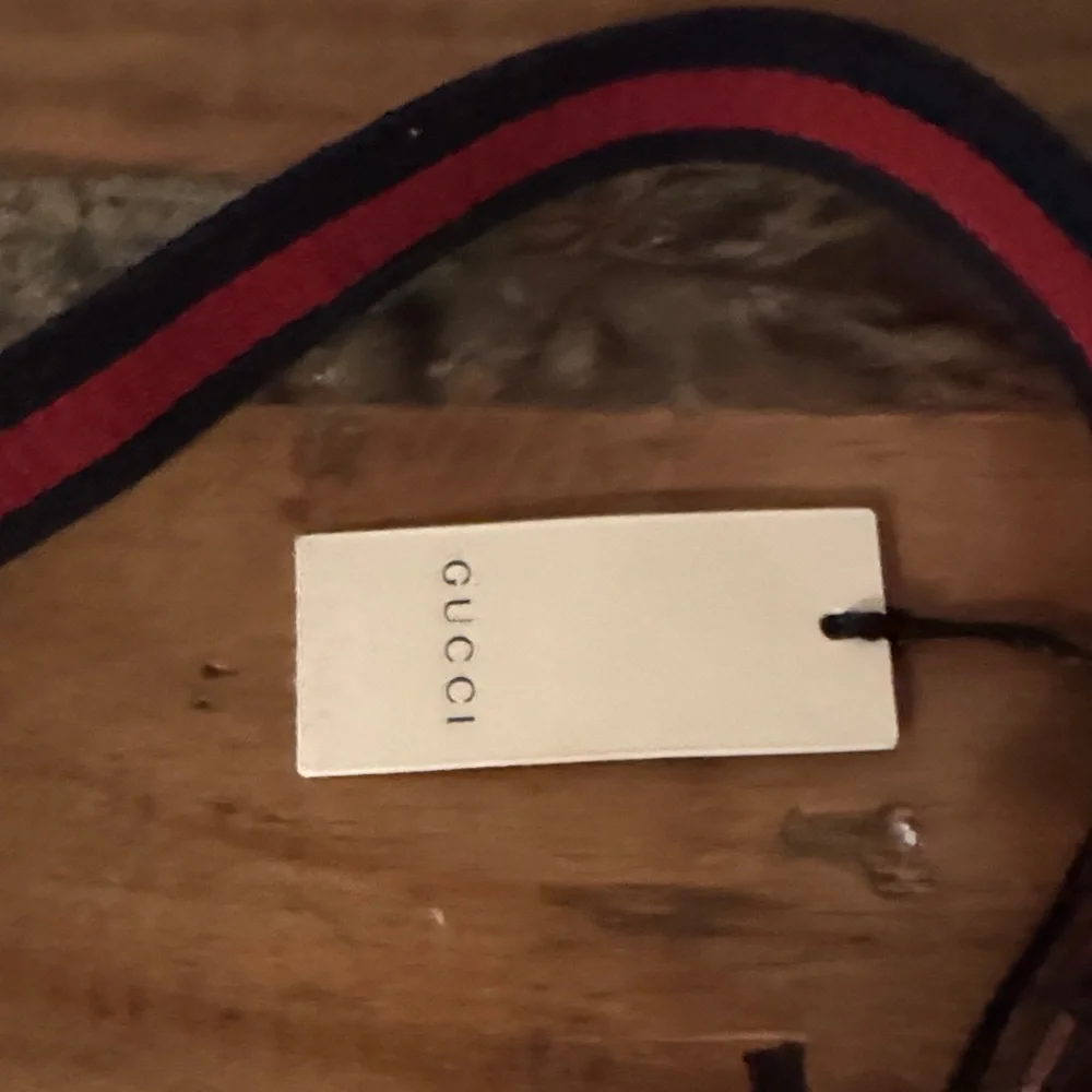 Gucci kids Tan and Navy Belt with Red Accents